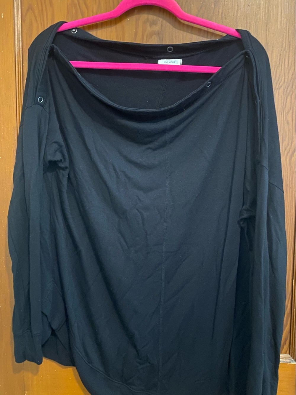Black Adjustable Off-Shoulder Long-Sleeve Shirt Oversized Fit